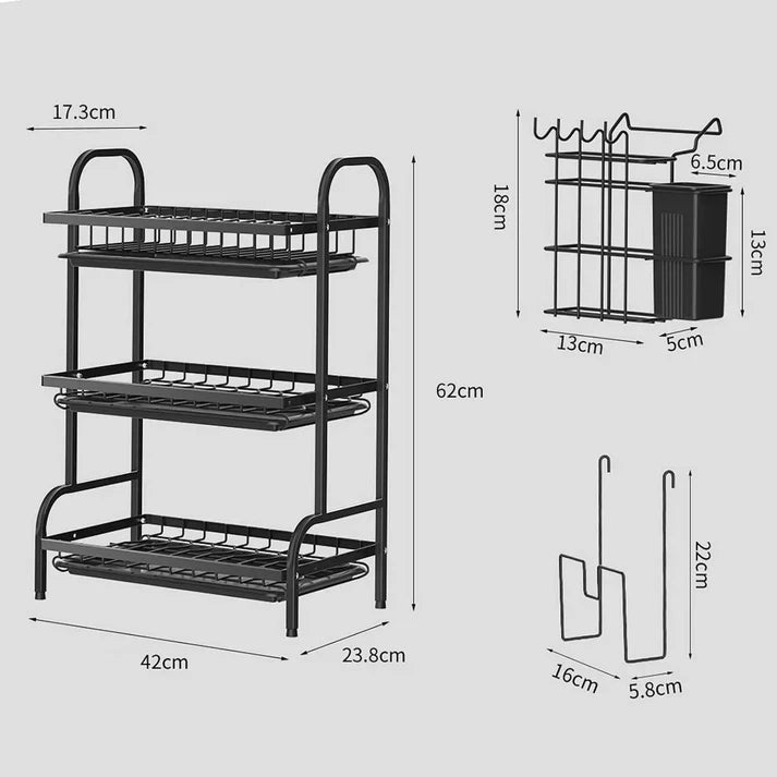 3-Tier Stainless Steel Dish Drying Rack
