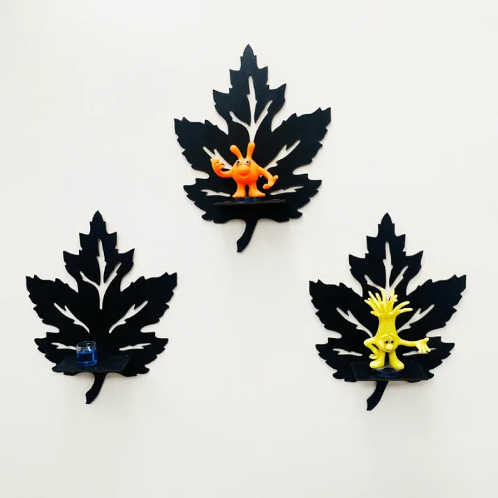 6" Botanical Leaf Wall Shelves – 4-Piece Set