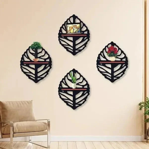 4-Piece Oval Leaf Wall Display Shelves (6Inch)