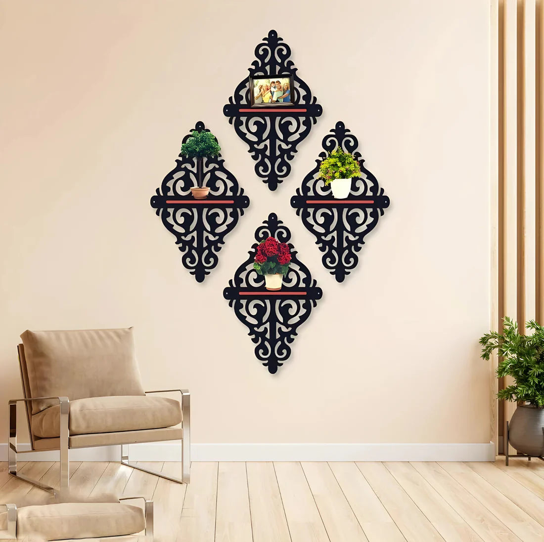 Simple Natural Wood Shelves – 7 Inch, Set Of 4