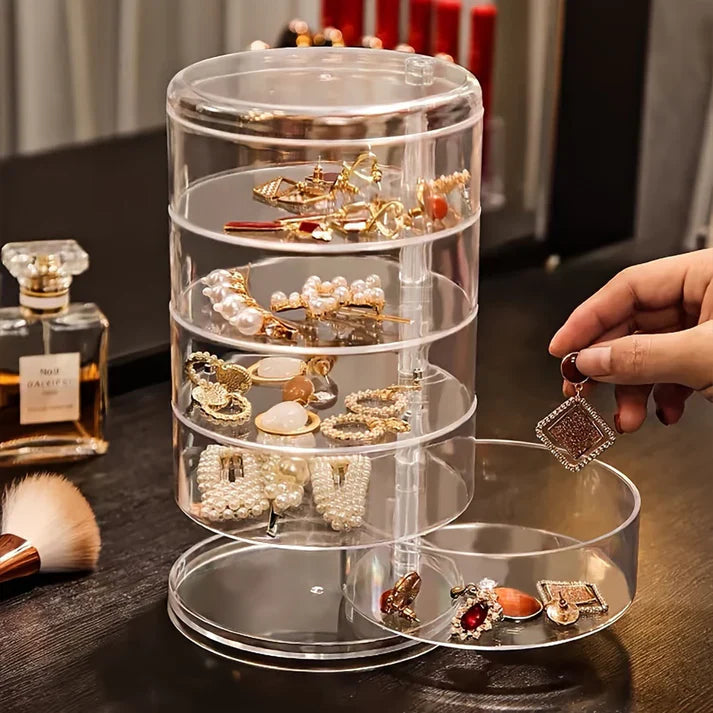 5-Tier Rotating Jewelry Box – Round Design
