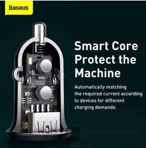 Basens Car Charger Grain Dual USB Car Charger 4.8A