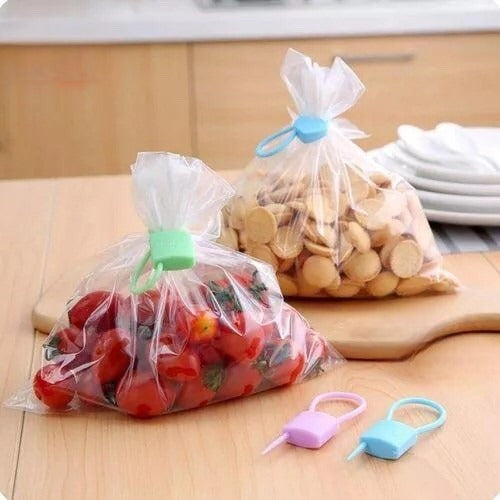 3-Pack Reusable Bag Clips – Lock-Shaped Silicone Design