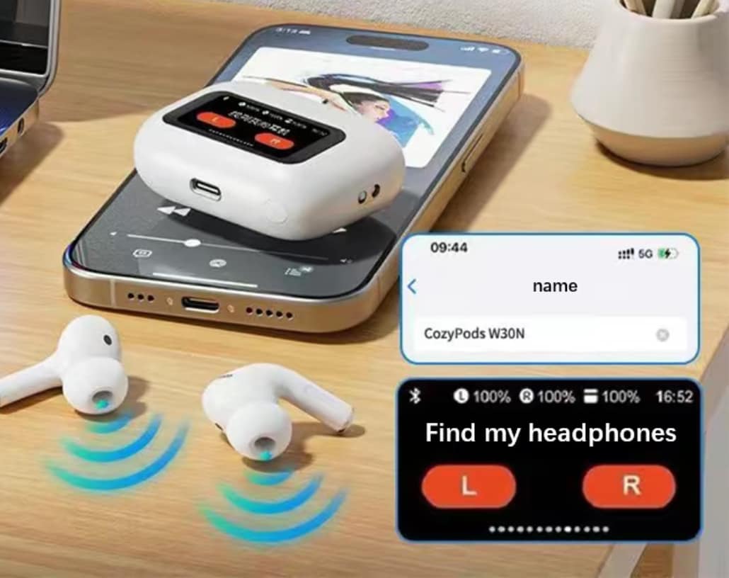 A9 Earbuds Touch Screen ANC/ENC Noise Reduction Touch Control Bluetooth 5.4