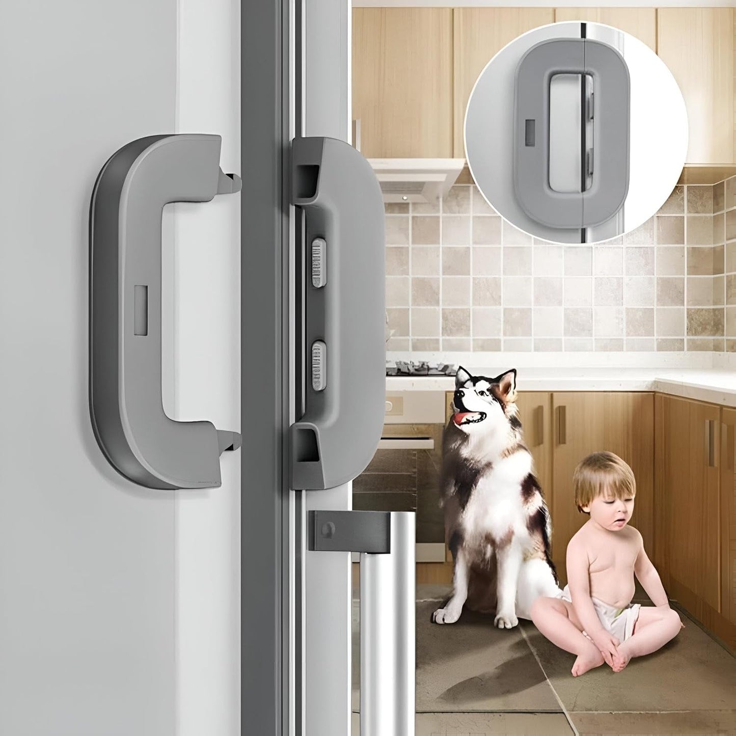 Refrigerator Door Lock Child Safety Refrigerator Double Safety Button