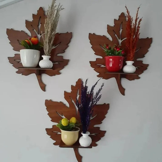 6" Botanical Leaf Wall Shelves – 4-Piece Set