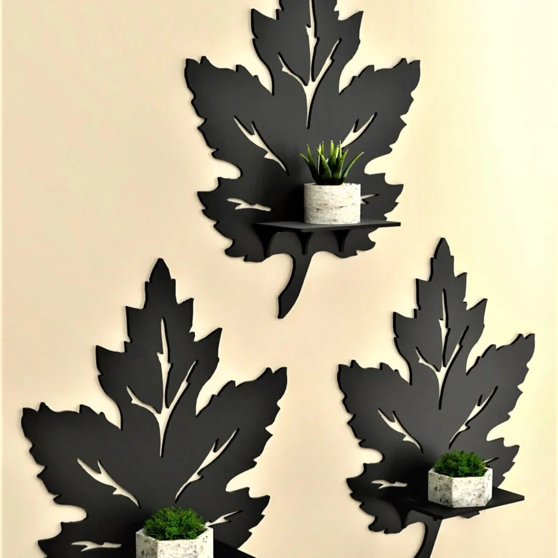 6" Botanical Leaf Wall Shelves – 4-Piece Set