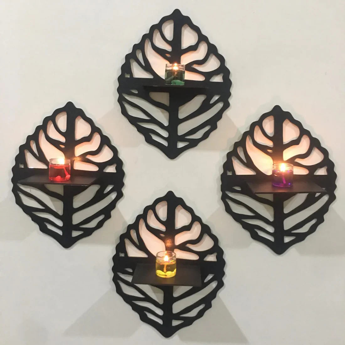 4-Piece Oval Leaf Wall Display Shelves (6Inch)