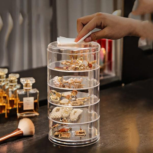 5-Tier Rotating Jewelry Box – Round Design