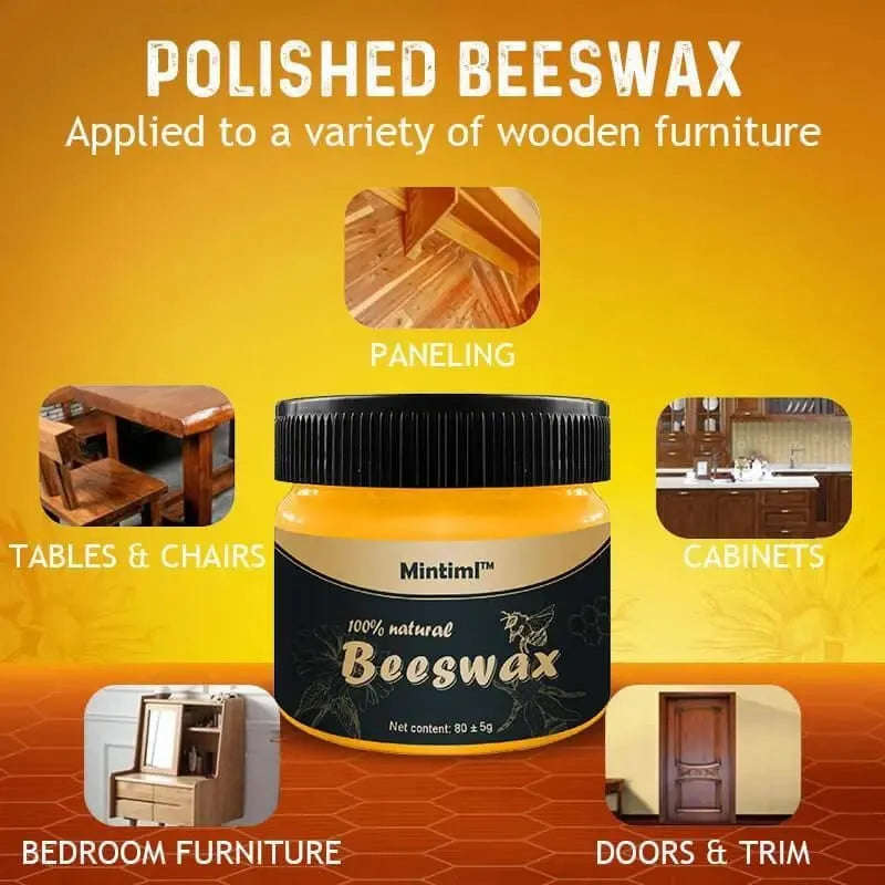 Beeswax Furniture Polish for Wood – 100% Natural Wood Wax, 85G – Restores & Protects Wooden Tables, Chairs, Cabinets – Non-Toxic, Eco-Friendly, Vegan-Friendly Polish with Shine & Long-Lasting Finish