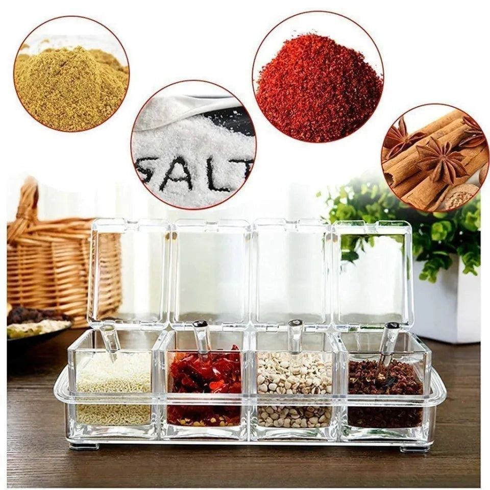 Clear 4-Section Spice Organizer Container