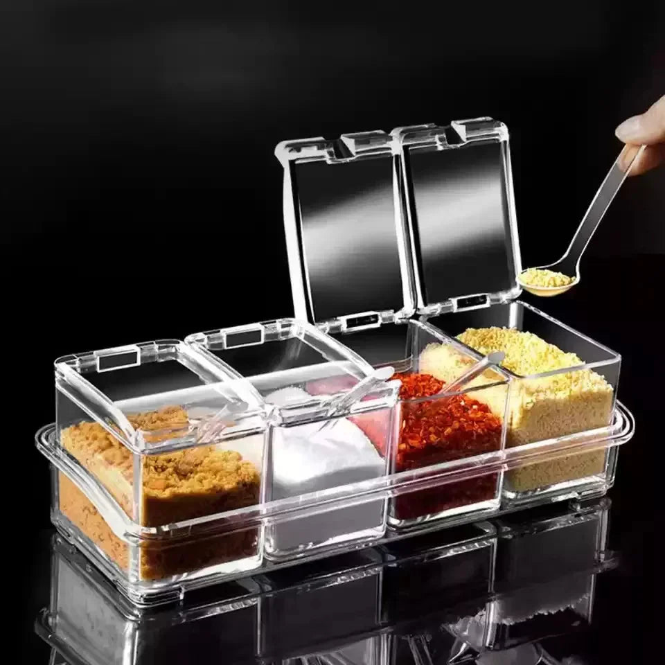Clear 4-Section Spice Organizer Container