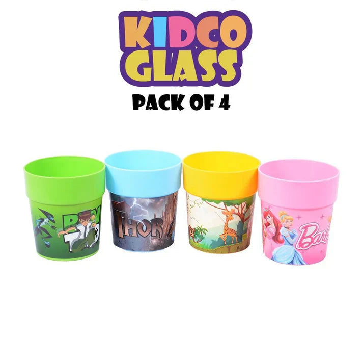 Cartoon Printed Kids Glassware – Set Of 4