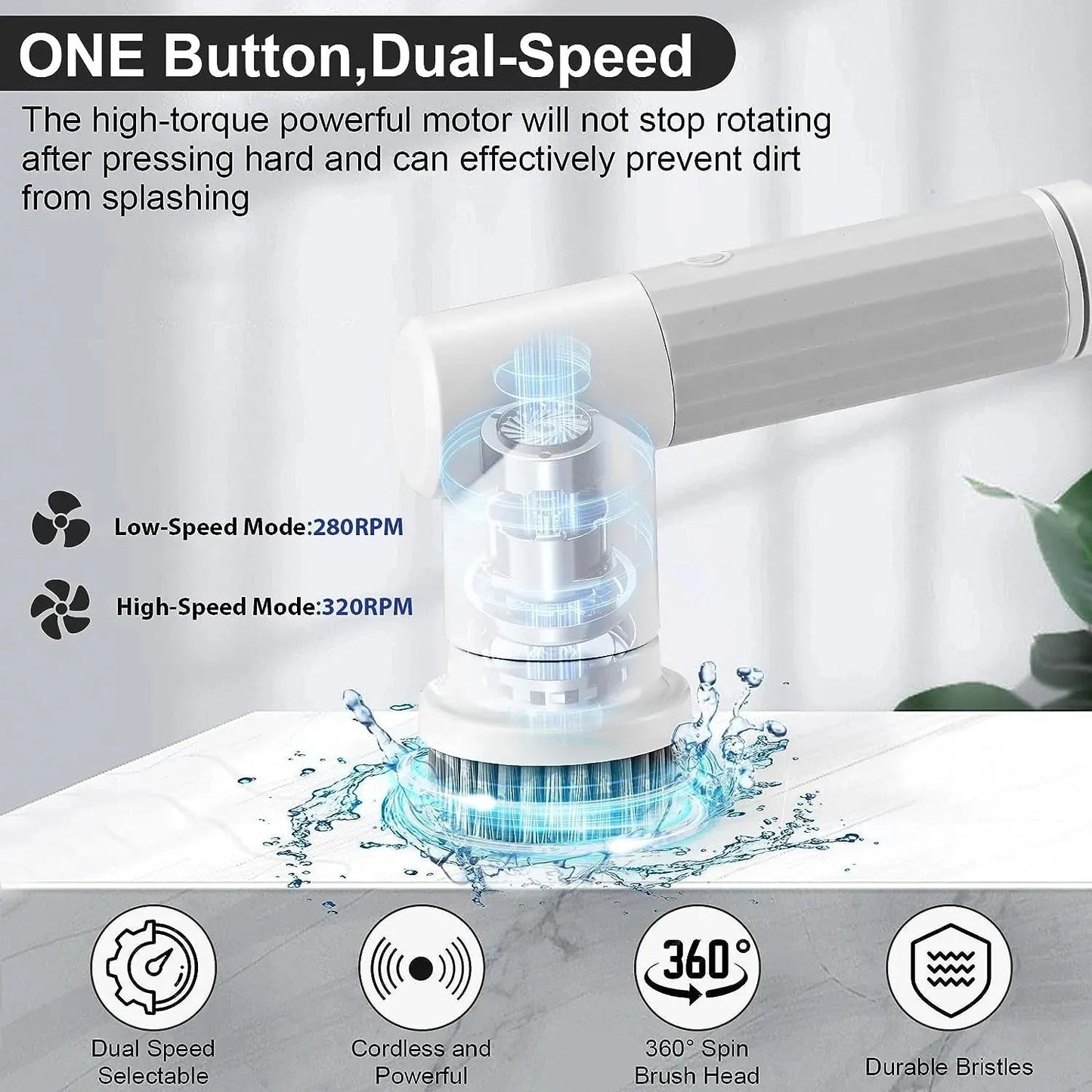 New Electric Spin Scrubber Cordless Cleaning Brush