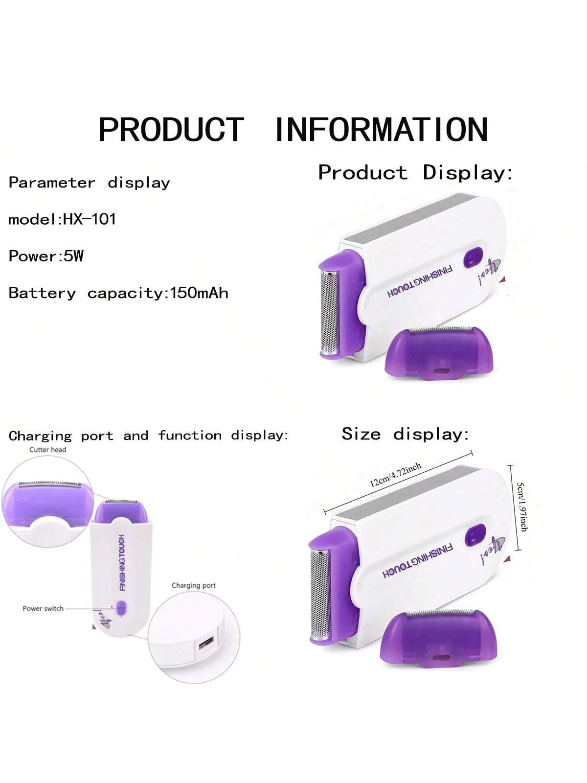 Professional female facial, leg, bikini, hand, body, electric shaver, hair removal device