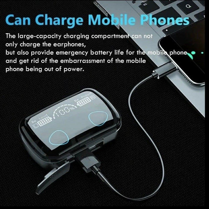 M10 Wireless ear buds Build in Power Bank