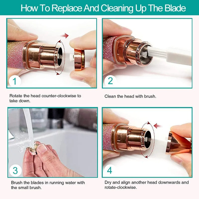 2 In1 Rechargeable Facial Hair Removal and Eyebrow Shaver - Face Lips Body