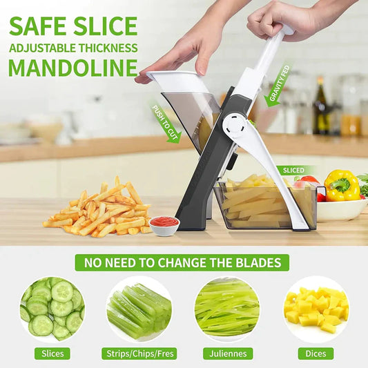 5-in-1 Multifunctional Vegetable Cutter and Slicer | Mandoline Vegetable Cutter Slicer Chopper |  Kitchen Shredder Grater